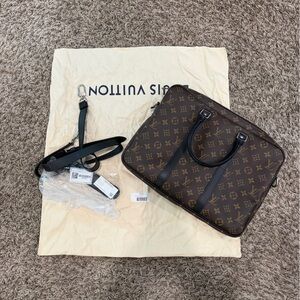 Louis Vuitton Monogram Canvas Briefcase with Black Trim